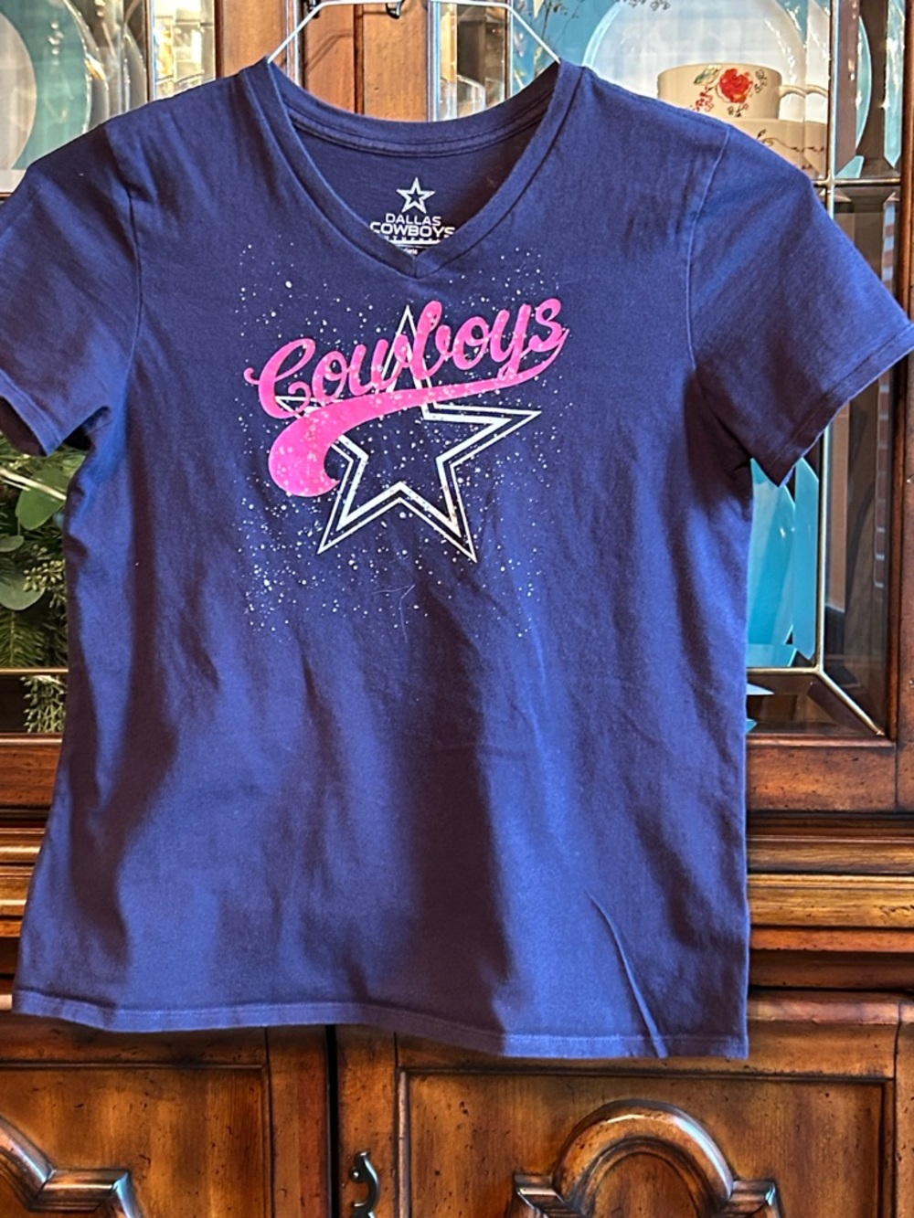 NFL Dallas Cowboys Navy Tee with Pink Script